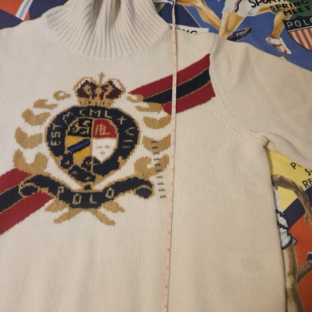 Polo by Ralph Lauren Cream Crest Turtleneck Sweater - Picture 9 of 11